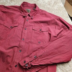 Roper Mens 2XL Burgundy Red Western Long Sleeve Button Down Shirt Dual Pockets